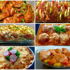 Proste dania na święta bożego narodzenia: pieczony kurczak, zapiekanka warstwowa, pieczeń, klopsiki w sosie, zapiekanka serowa i kurczak z warzywami.