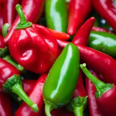 Gromadzenie papryczek chili, w tym zielonych jalapeno, które plasują się na skali Scoville'a, gotowych na pikantną przygodę.