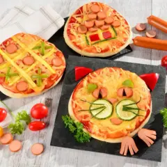 Urocze pizze dla niemowlaka: kotek, kółko i krzyżyk. Zabawne i zdrowe przekąski dla maluchów.