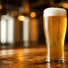 Złocisty lager z obfitą pianką, idealny do delektowania się jego orzeźwiającym smakiem.