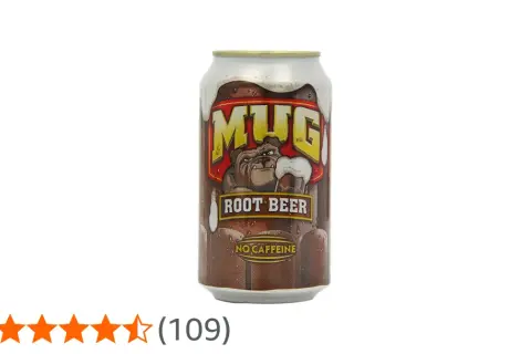 Puszka piwa korzennego Mug Root Beer z buldogiem. Napój bezkofeinowy.