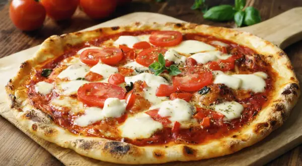 Pyszna pizza margherita z pomidorami i mozzarellą. Zastanawiasz się, ile może stać ciasto na pizzę? Najlepiej zjeść ją od razu!