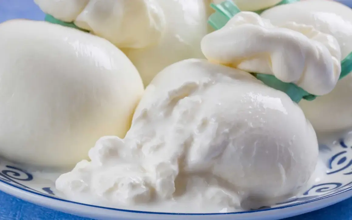 Świeża burrata, co to jest? Delikatny ser mozzarella z kremowym wnętrzem, podany na talerzu.