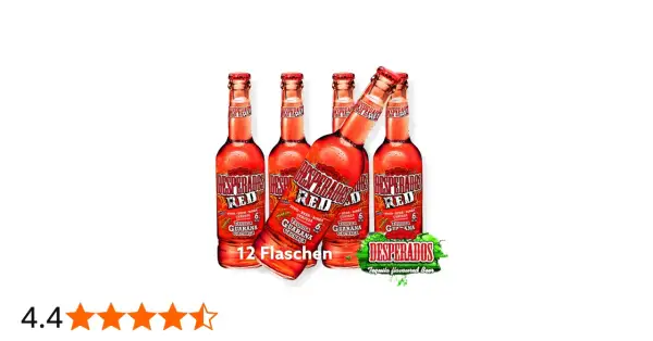 Butelki Desperados Red, piwo o smaku tequili z guaraną. Zawartość alkoholu 6%. Zestaw 12 butelek.